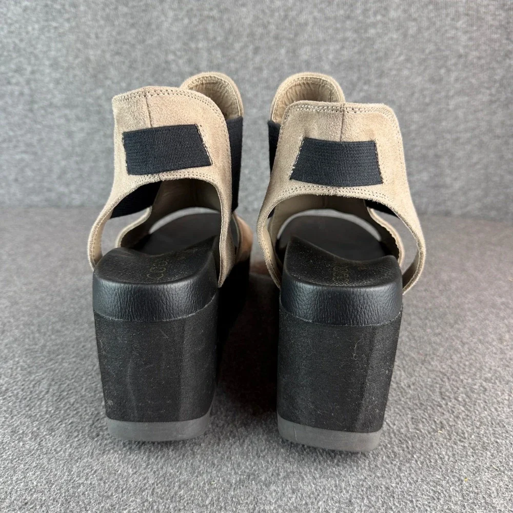 Coconuts by Matisse Ada‎ Suede Platform Wedge Sandals Womens 8M Black Lug Sole